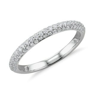 Trio Micropave Diamond Wedding Ring in 14k White Gold (1/3 ct. tw.)