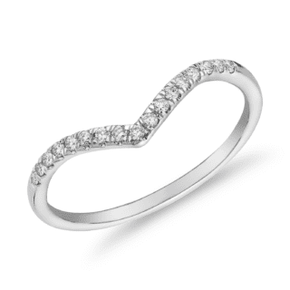 Diamond Chevron Stackable Fashion Ring in 14k White Gold (1/10 ct. tw.)