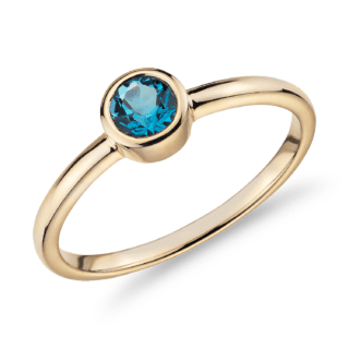 Petite Bezel-Set Swiss Blue Topaz Fashion Ring in 14k Yellow Gold (4mm)