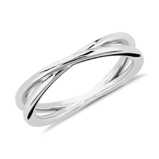 Contemporary Criss-Cross Ring in Platinum