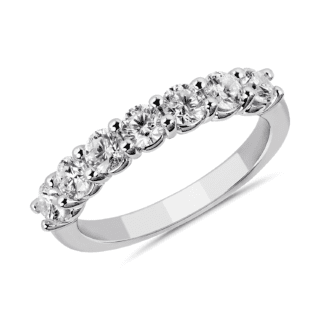 Comfort Fit Round Brilliant Seven Stone Diamond Ring in 14k White Gold (1 ct. tw.)