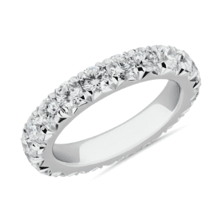 French Pave Diamond Eternity Band in 14k White Gold (3 ct. tw.)