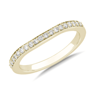 Curved Cathedral Matching Diamond Wedding Ring in 14k Yellow Gold (1/5 ct. tw.)