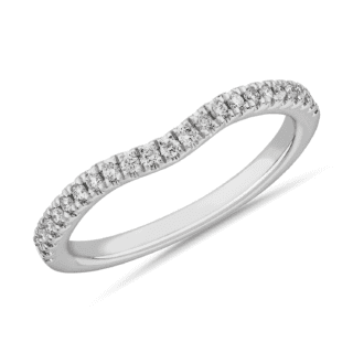 Micropave Curved Matching Diamond Wedding Ring in Platinum (1/6 ct. tw.)